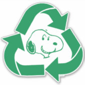 pinda's | Snoopy Recyclen Hergebruik Sticker (Voorkant)