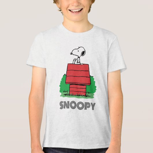 pinda's | Snoopy Resting on Doghouse Tri-Blend Shirt (Voorkant)