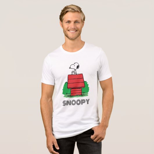 pinda's | Snoopy Resting on Doghouse Tri-Blend Shirt (Voorkant volledig)