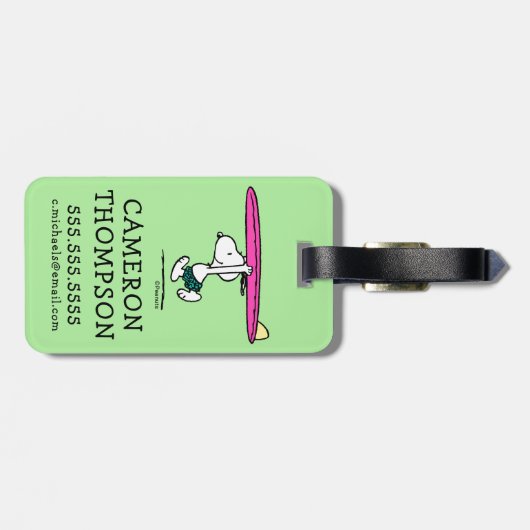 pinda's | Snoopy rijdend naar het Surf Bagagelabel (Achterkant horizontaal)