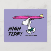 pinda's | Snoopy rijdend naar het Surf Briefkaart (Voorkant)