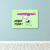 pinda's | Snoopy rijdend naar het Surf Canvas Afdruk (Insitu (Houten vloer))