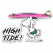 pinda's | Snoopy rijdend naar het Surf Sticker (Voorkant)