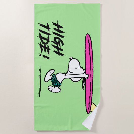 pinda's | Snoopy rijdend naar het Surf Strandlaken (Voorkant)