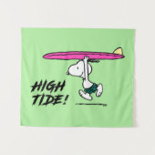 pinda's | Snoopy rijdend naar het Surf Wandkleed (Voorkant (horizontaal))