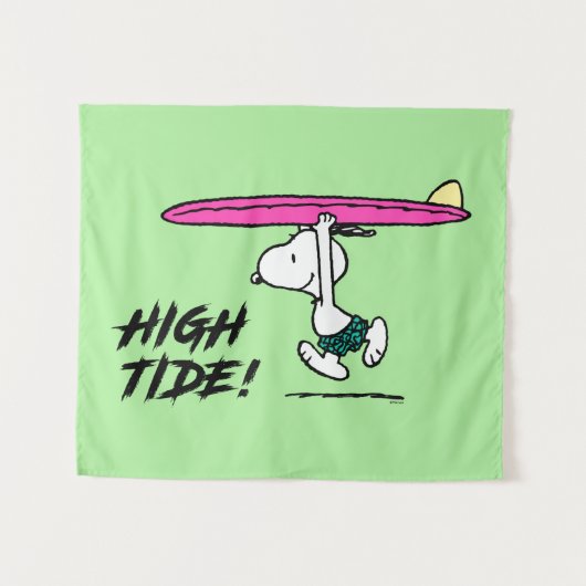 pinda's | Snoopy rijdend naar het Surf Wandkleed (Voorkant (horizontaal))