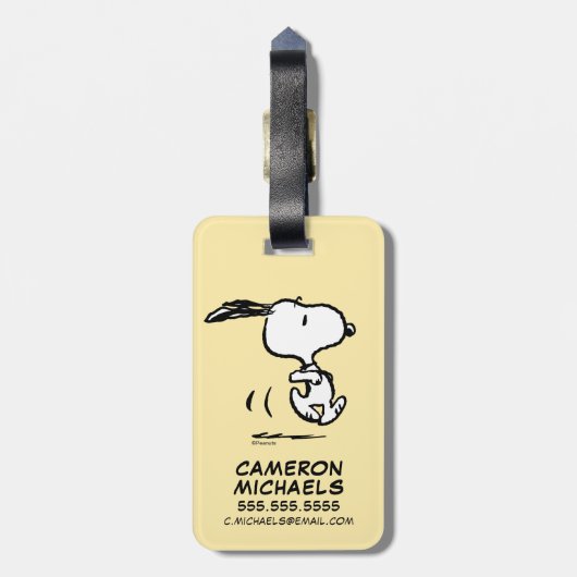 pinda's | Snoopy Running Bagagelabel (Achterkant verticaal)