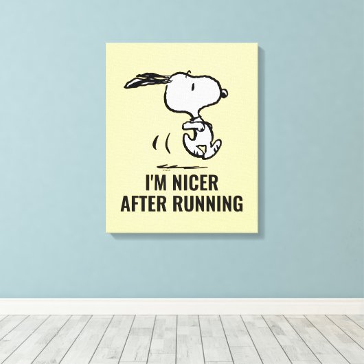 pinda's | Snoopy Running Canvas Afdruk (Insitu (Houten vloer))