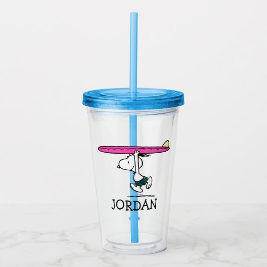 pinda's | Snoopy Running | Jouw namen toevoegen Acryl Drinkbeker (Voorkant)
