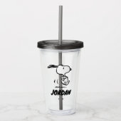 pinda's | Snoopy Running | Jouw namen toevoegen Acryl Drinkbeker (Voorkant)