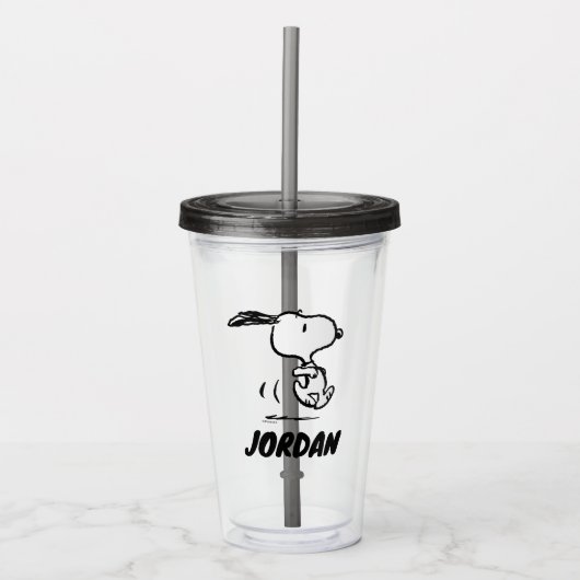 pinda's | Snoopy Running | Jouw namen toevoegen Acryl Drinkbeker (Voorkant)
