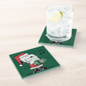 pinda's | Snoopy Santa Claus Accordian Glazen Onderzetter (Schuin)