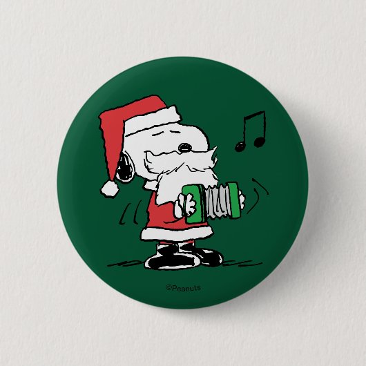 pinda's | Snoopy Santa Claus Accordian Ronde Button 5,7 Cm (Voorkant)
