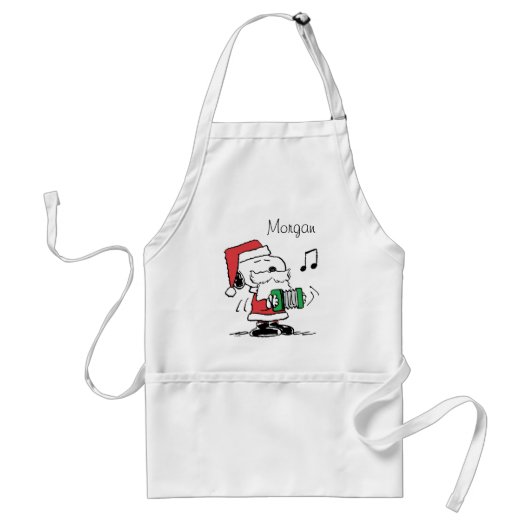 pinda's | Snoopy Santa Claus Accordian Standaard Schort (Voorkant)