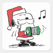 pinda's | Snoopy Santa Claus Accordian Vierkante Sticker (Voorkant)