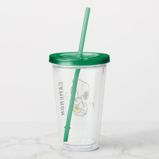 pinda's | Snoopy saxofonist Acryl Drinkbeker (Achterkant)