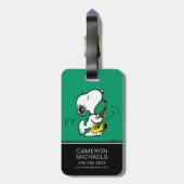 pinda's | Snoopy saxofonist Bagagelabel (Achterkant verticaal)
