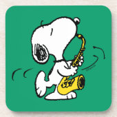 pinda's | Snoopy saxofonist Bier Onderzetter (Voorkant)