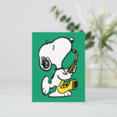pinda's | Snoopy saxofonist Briefkaart (Staand voorkant)