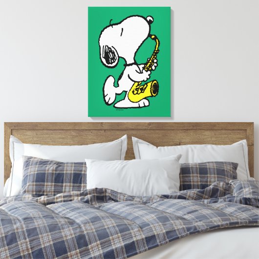 pinda's | Snoopy saxofonist Canvas Afdruk (Insitu (Slaapkamer))