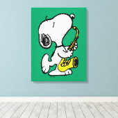 pinda's | Snoopy saxofonist Canvas Afdruk (Insitu (Houten vloer))