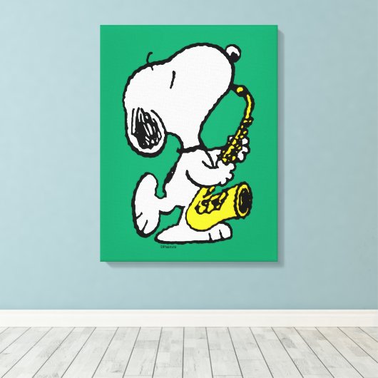 pinda's | Snoopy saxofonist Canvas Afdruk (Insitu (Houten vloer))