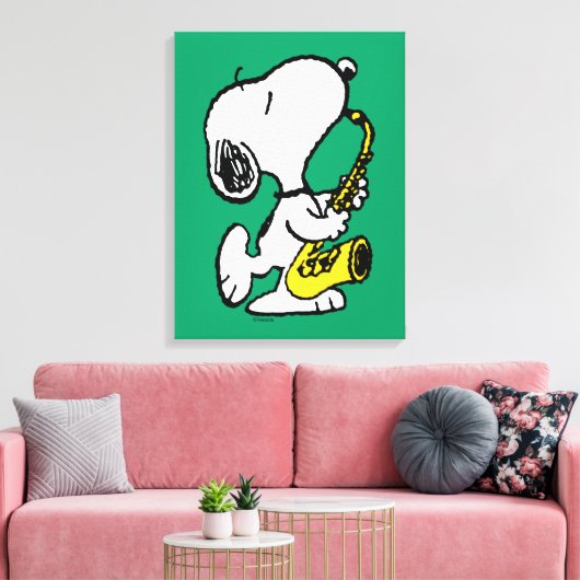 pinda's | Snoopy saxofonist Canvas Afdruk (Insitu (Woonkamer))