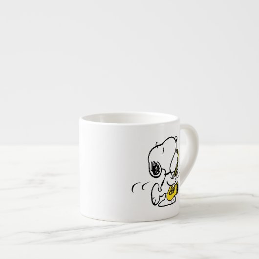 pinda's | Snoopy saxofonist Espresso Kop (Voorkant rechts)