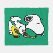 pinda's | Snoopy saxofonist Fleece Deken (Voorkant (Horizontaal))
