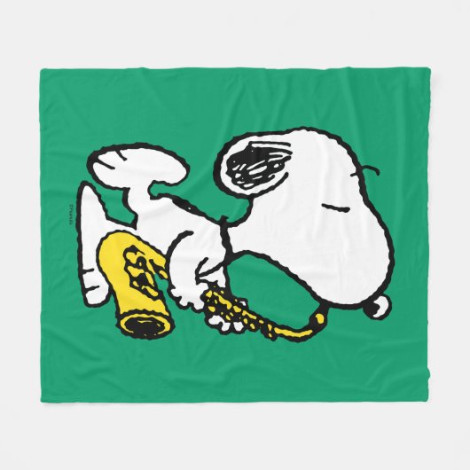 pinda's | Snoopy saxofonist Fleece Deken (Voorkant (Horizontaal))