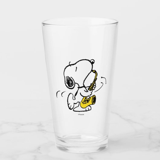 pinda's | Snoopy saxofonist Glas (Voorkant)