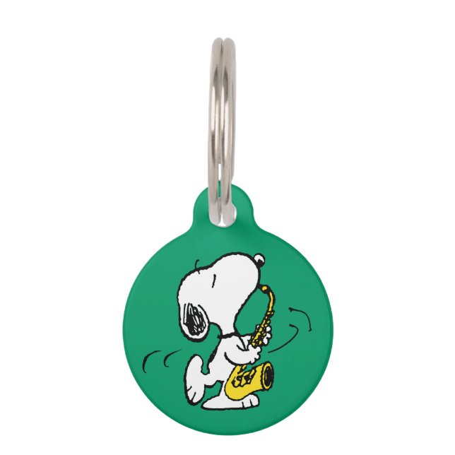 pinda's | Snoopy saxofonist Huisdierpenning (Voorkant)