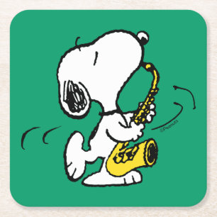 pinda's   Snoopy saxofonist Kartonnen Onderzetters