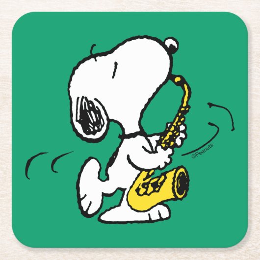 pinda's | Snoopy saxofonist Kartonnen Onderzetters (Voorkant)