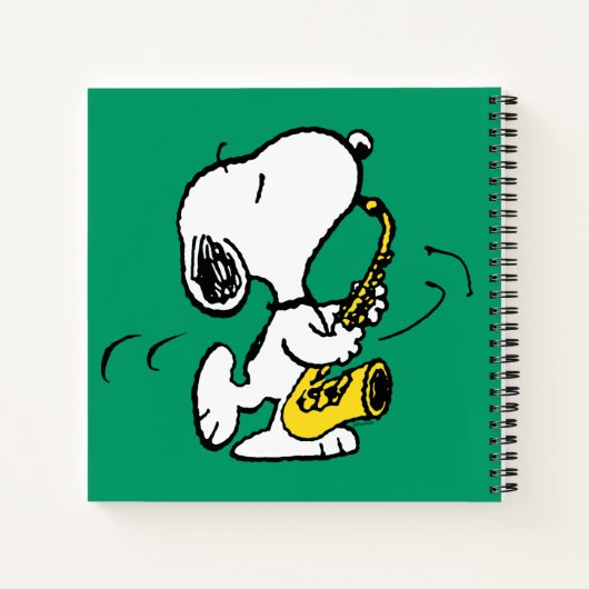 pinda's | Snoopy saxofonist Notitieboek (Achterkant)