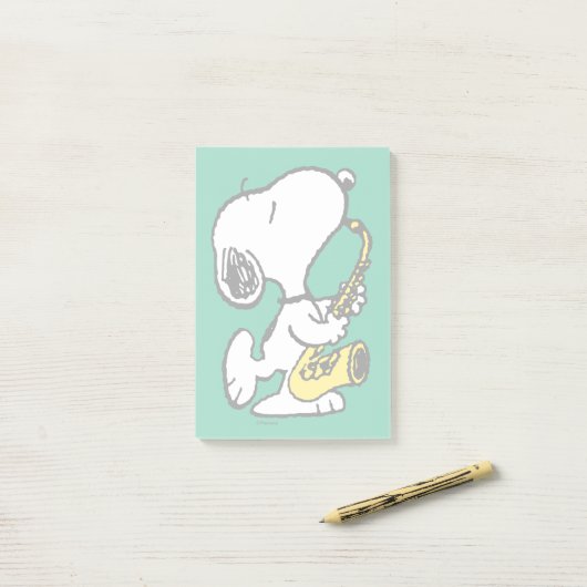 pinda's | Snoopy saxofonist Post-it® Notes (Op bureau)