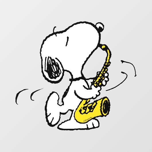 pinda's | Snoopy saxofonist Raamsticker (Vel)