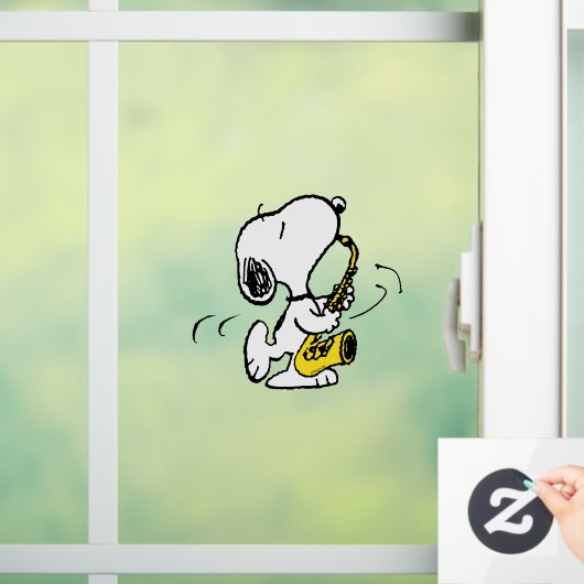 pinda's | Snoopy saxofonist Raamsticker (Huis)