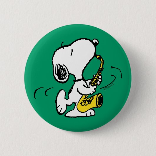 pinda's | Snoopy saxofonist Ronde Button 5,7 Cm (Voorkant)