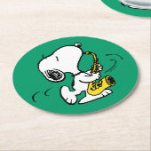 pinda's | Snoopy saxofonist Ronde Kartonnen Onderzetter (Gebogen)
