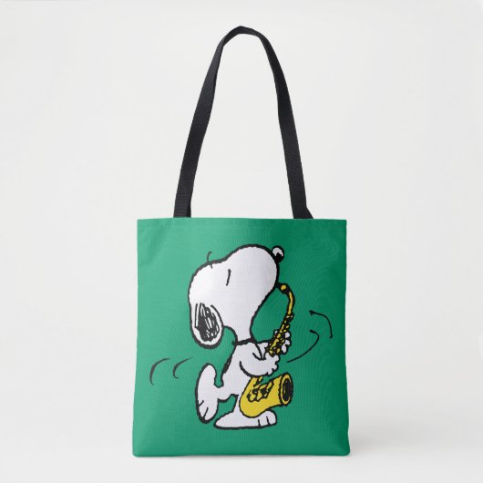 pinda's | Snoopy saxofonist Tote Bag (Voorkant)
