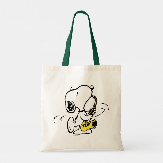 pinda's | Snoopy saxofonist Tote Bag (Achterkant)