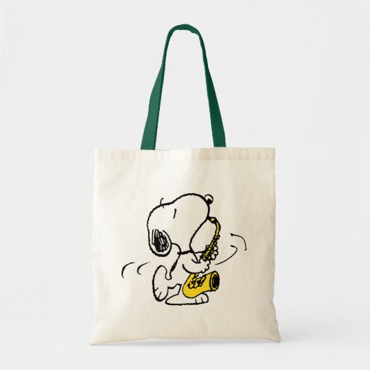 pinda's | Snoopy saxofonist Tote Bag (Voorkant)