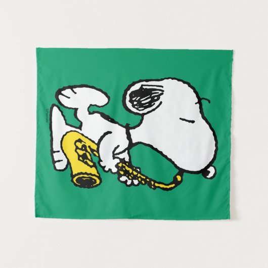 pinda's | Snoopy saxofonist Wandkleed (Voorkant (horizontaal))