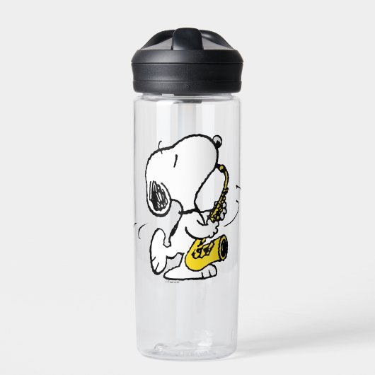 pinda's | Snoopy saxofonist Waterfles (Voorkant)