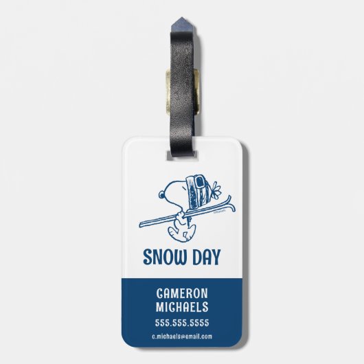 pinda's | Snoopy Ski Trip Bagagelabel (Achterkant verticaal)