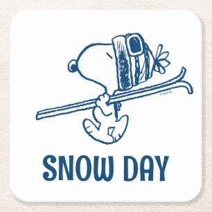 pinda's   Snoopy Ski Trip Kartonnen Onderzetters