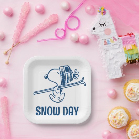 pinda's | Snoopy Ski Trip Papieren Bordje (Feest)