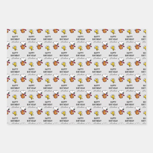 pinda's | Snoopy Space Birthday Inpakpapier Vel (Voorkant)