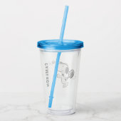 pinda's | Snoopy speelt tennis Acryl Drinkbeker (Achterkant)